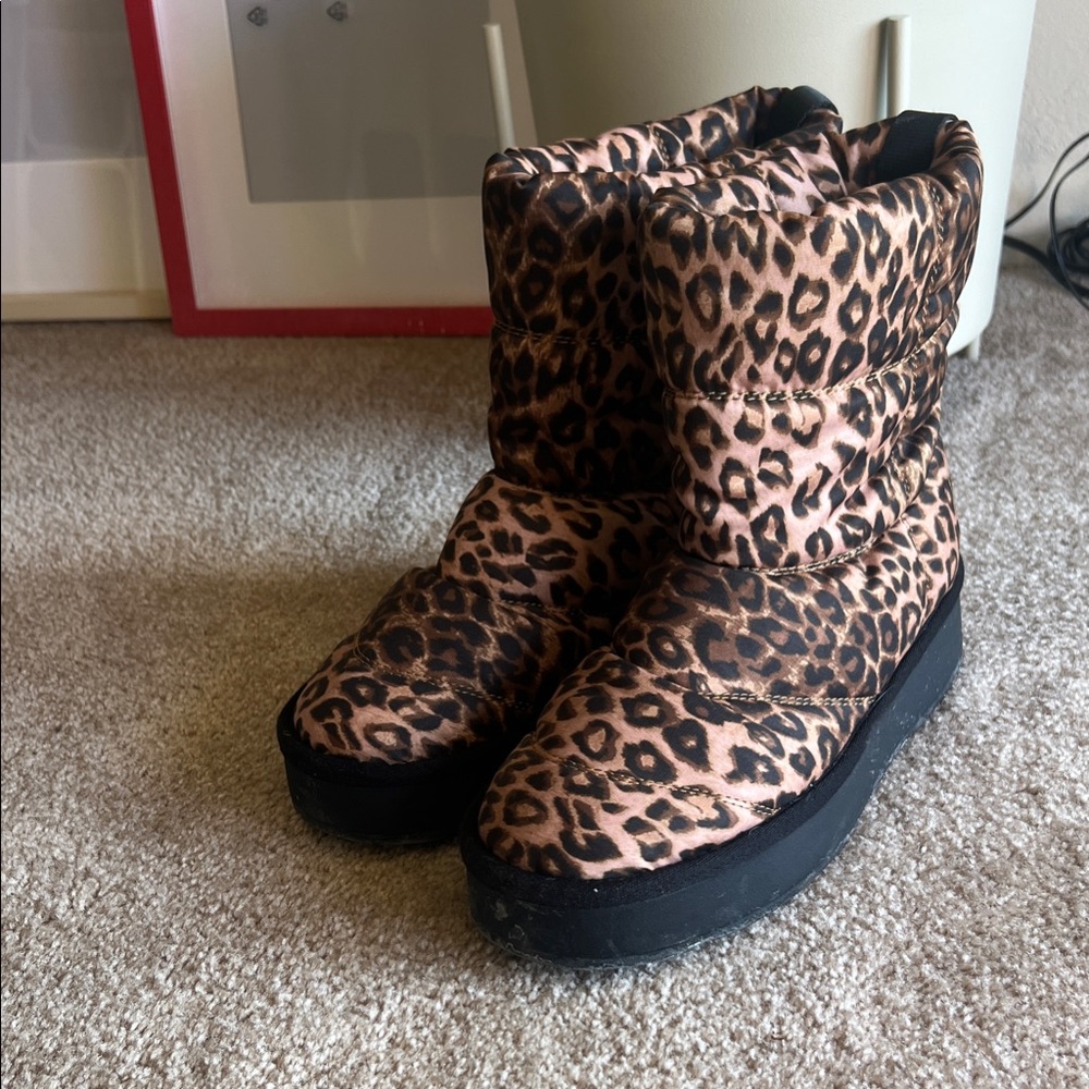 Leopard Print Puffer Snow Boots - ZARA